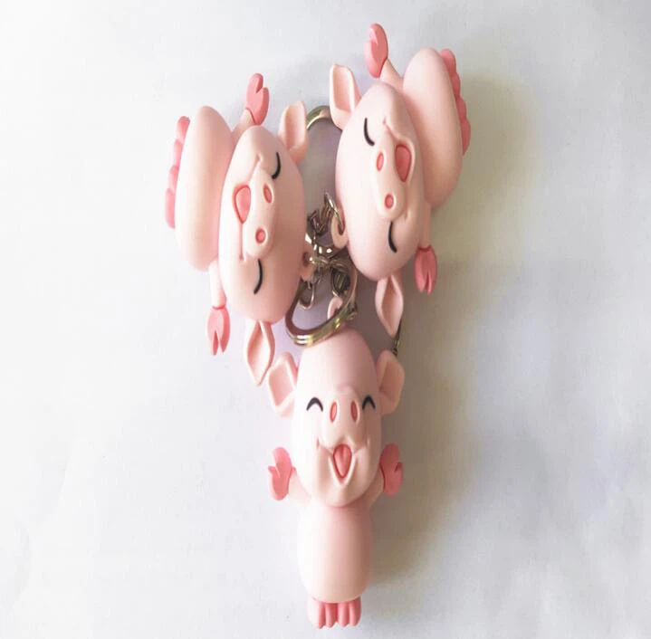 Pink Pig PVC Silicone Keychain 3D Keyring