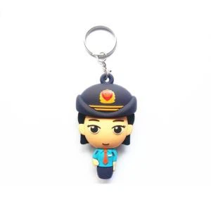 경찰 3D 키 체인 고무 부드러운 PVC 열쇠 고리