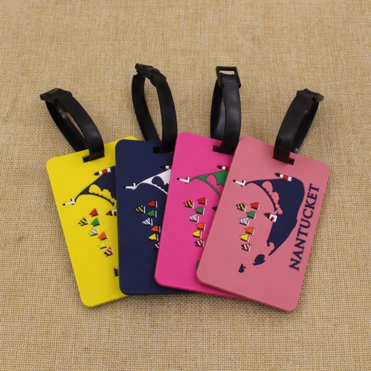 Neswest 2D Square PVC Luggage Tags With Lighthouse Sailing Logo