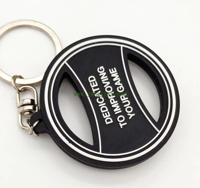 3d Round Hollow PVC Rubber Keychain Silicone Key Ring